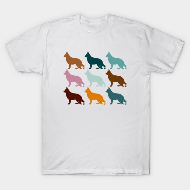 German Shepherd Dogs in Rainbow Colors T-Shirt by Bridgett3602